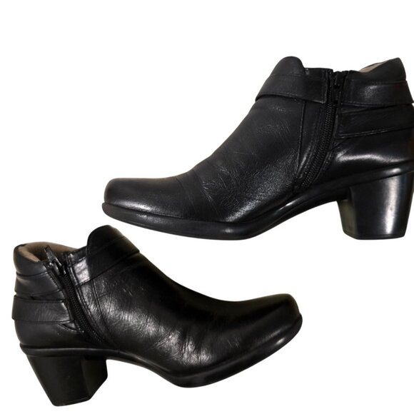 Naturalizer N5 Comfort (Elenor) Black Leather Ankle Boots With Side Zipper - Picture 1 of 16